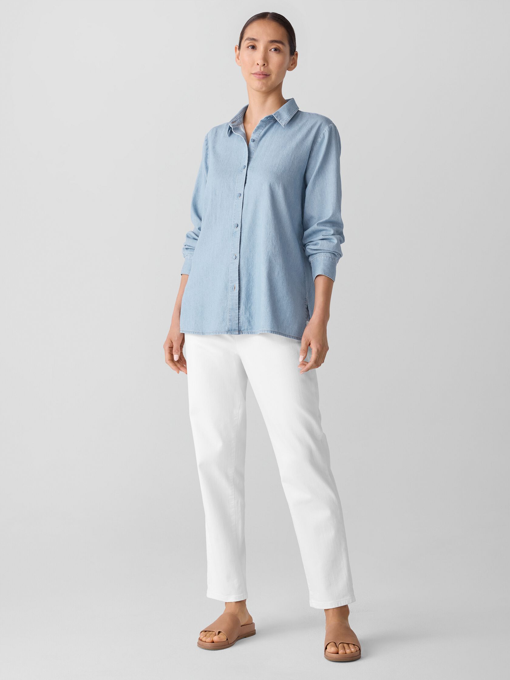 Airy Organic Cotton Twill Classic Collar Shirt