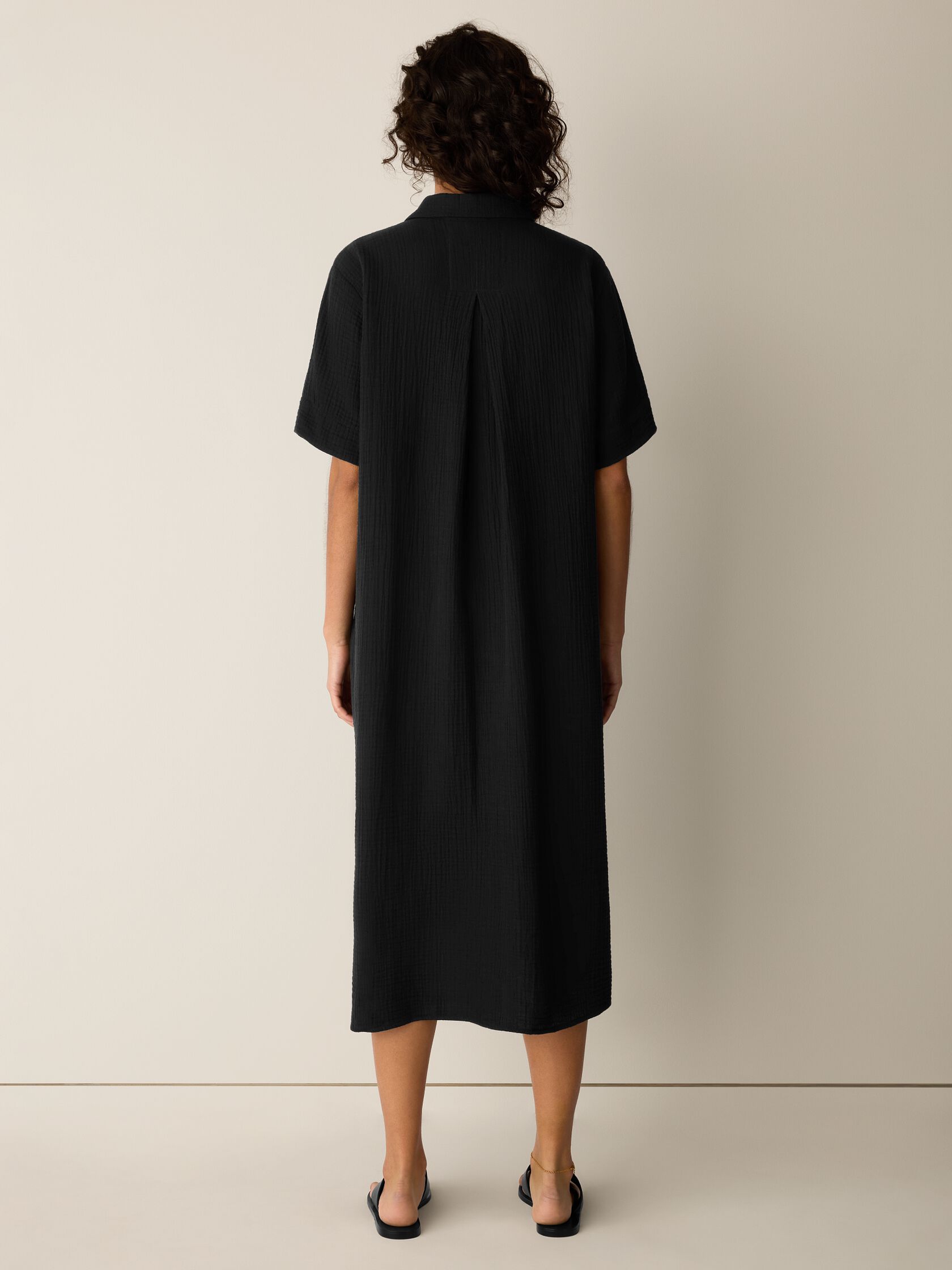 Organic Cotton Lofty Gauze Classic Collar Shirtdress