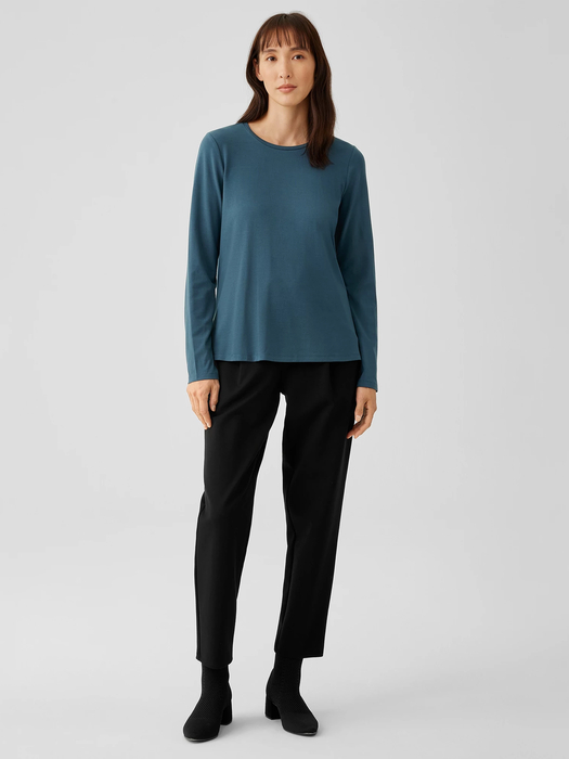 Stretch Jersey Knit Crew Neck Top