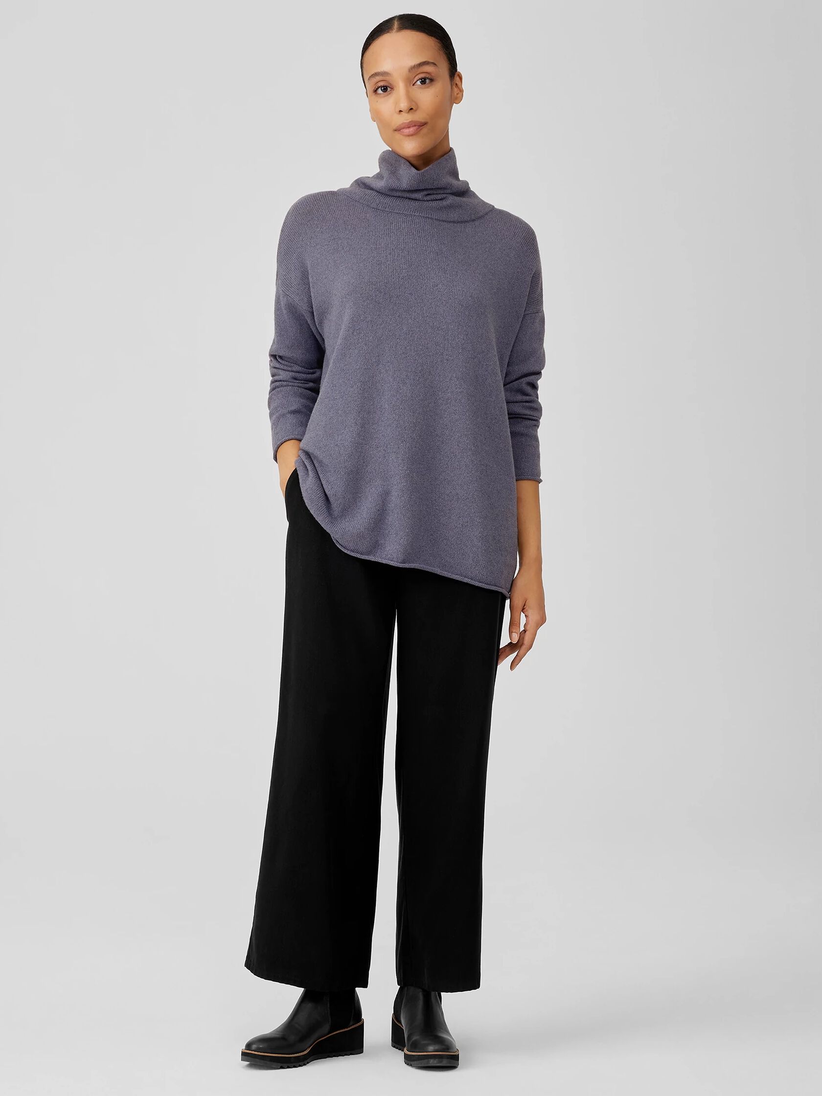 Cotton and Recycled Cashmere Turtleneck Top