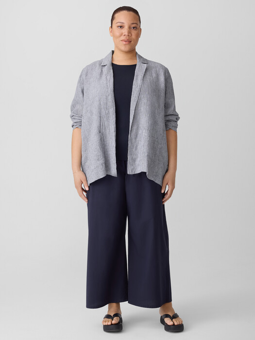 Puckered Organic Linen Stripe Blazer