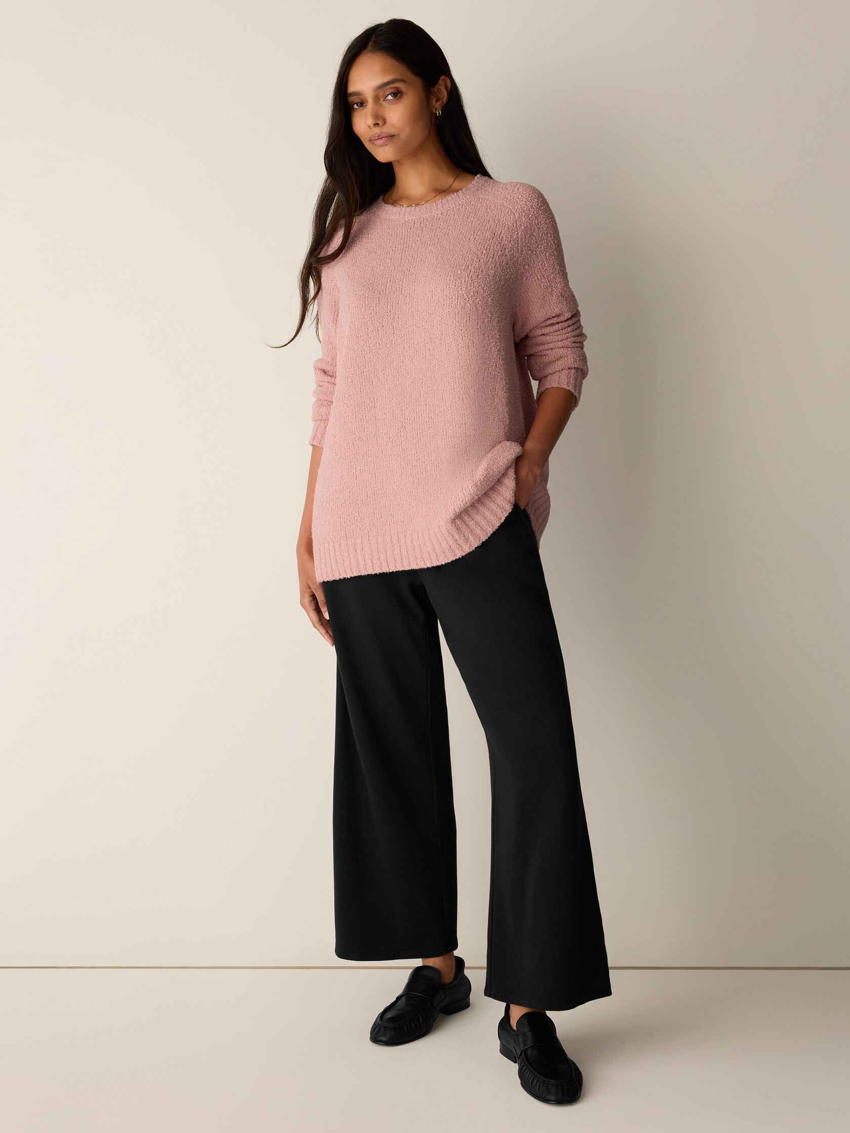 Organic Cotton Fluff Crew Neck Long Top