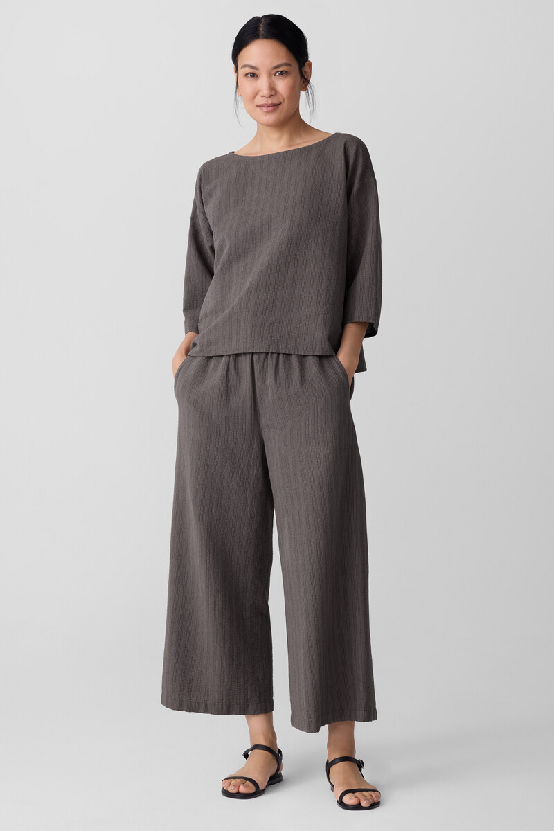 Cotton Blend Stripe Stitch Box-Top Cotton Blend Stripe Stitch Box-Top