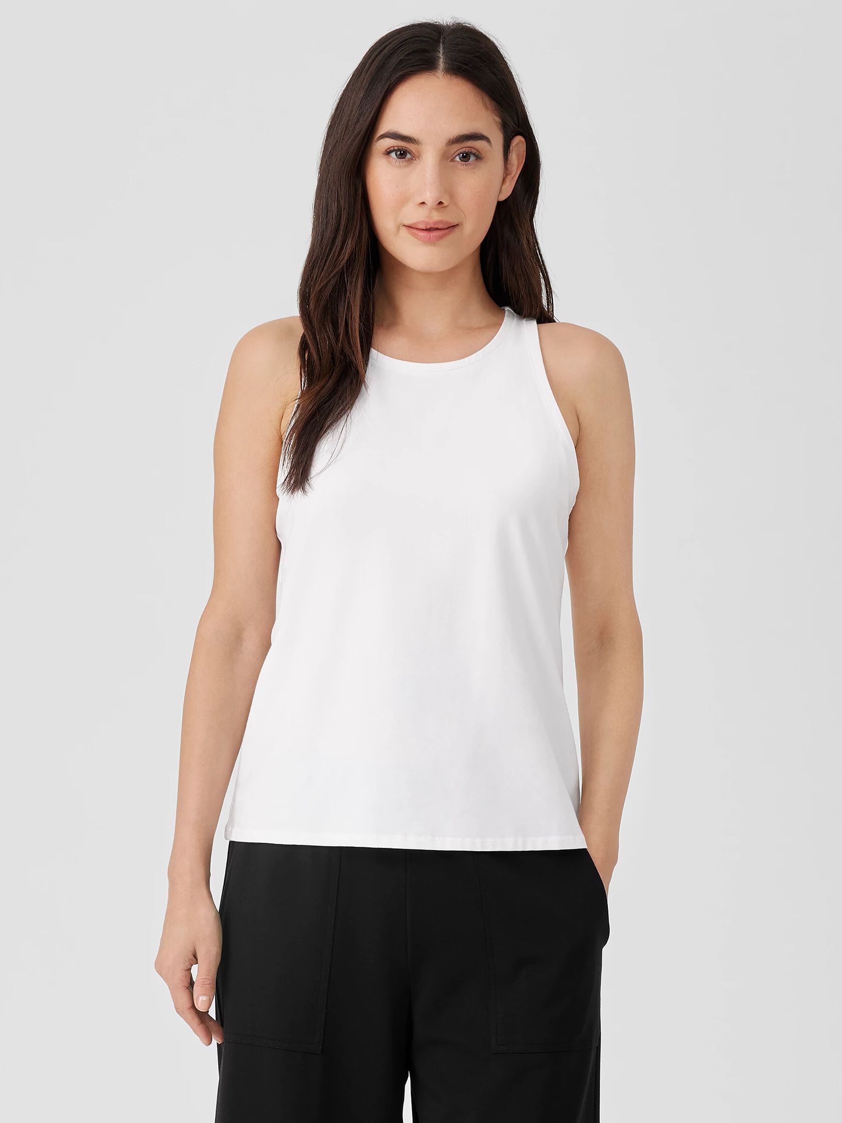 Pima Cotton Stretch Jersey Round Neck Tank