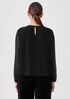 Silk Georgette Crepe Top with Sheer Sleeves