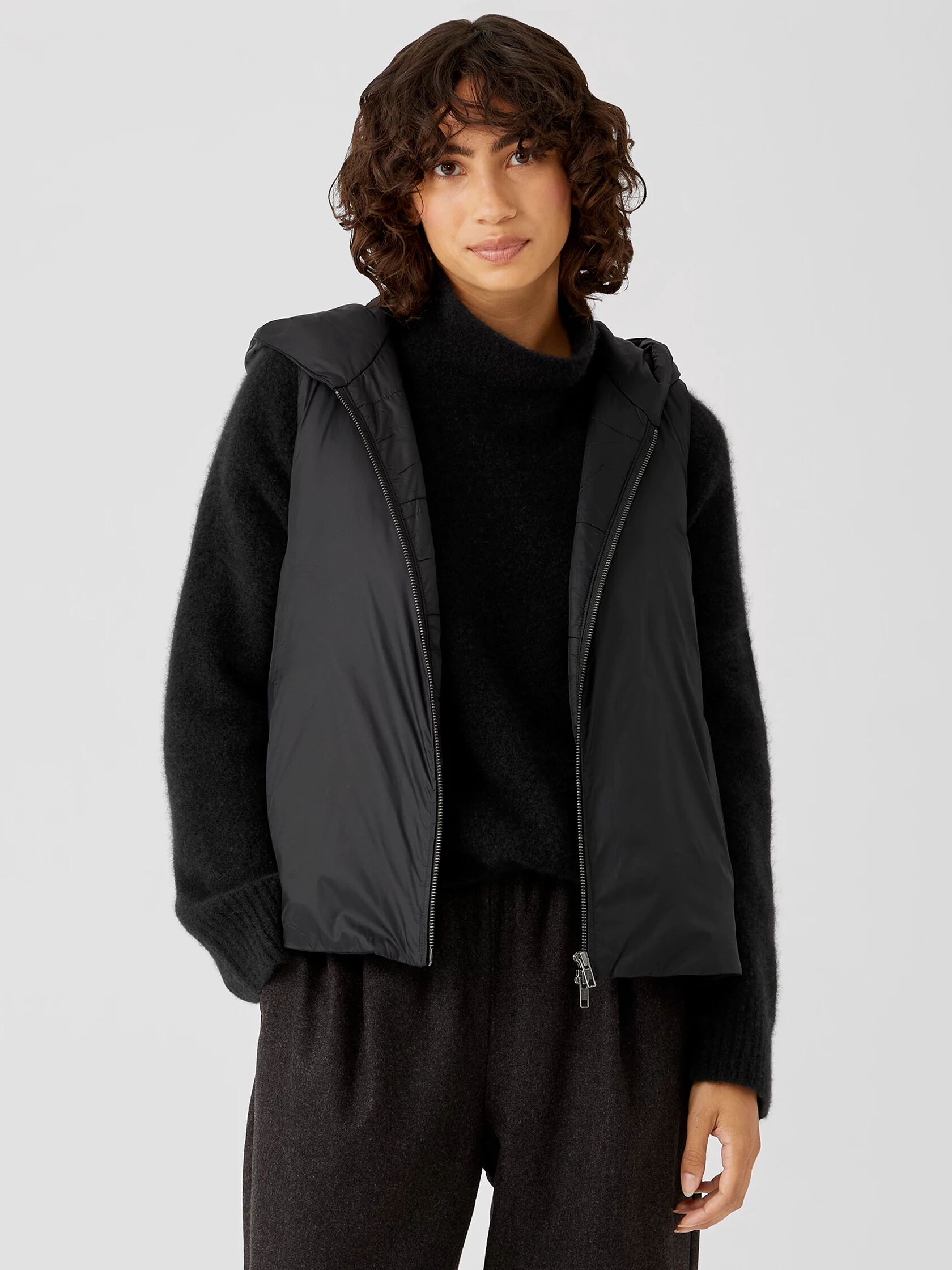 Eggshell Recycled Nylon Hooded Vest