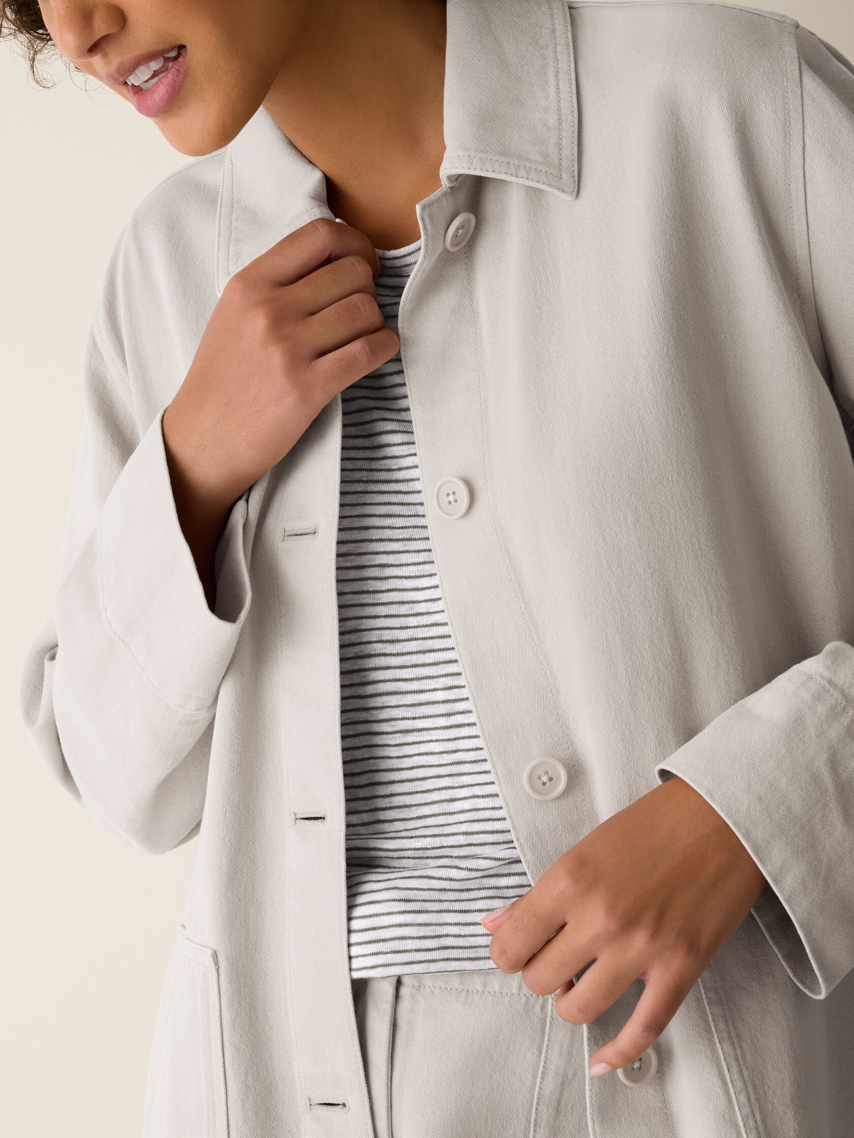 Garment-Dyed Utility Cotton Classic Collar Long Jacket