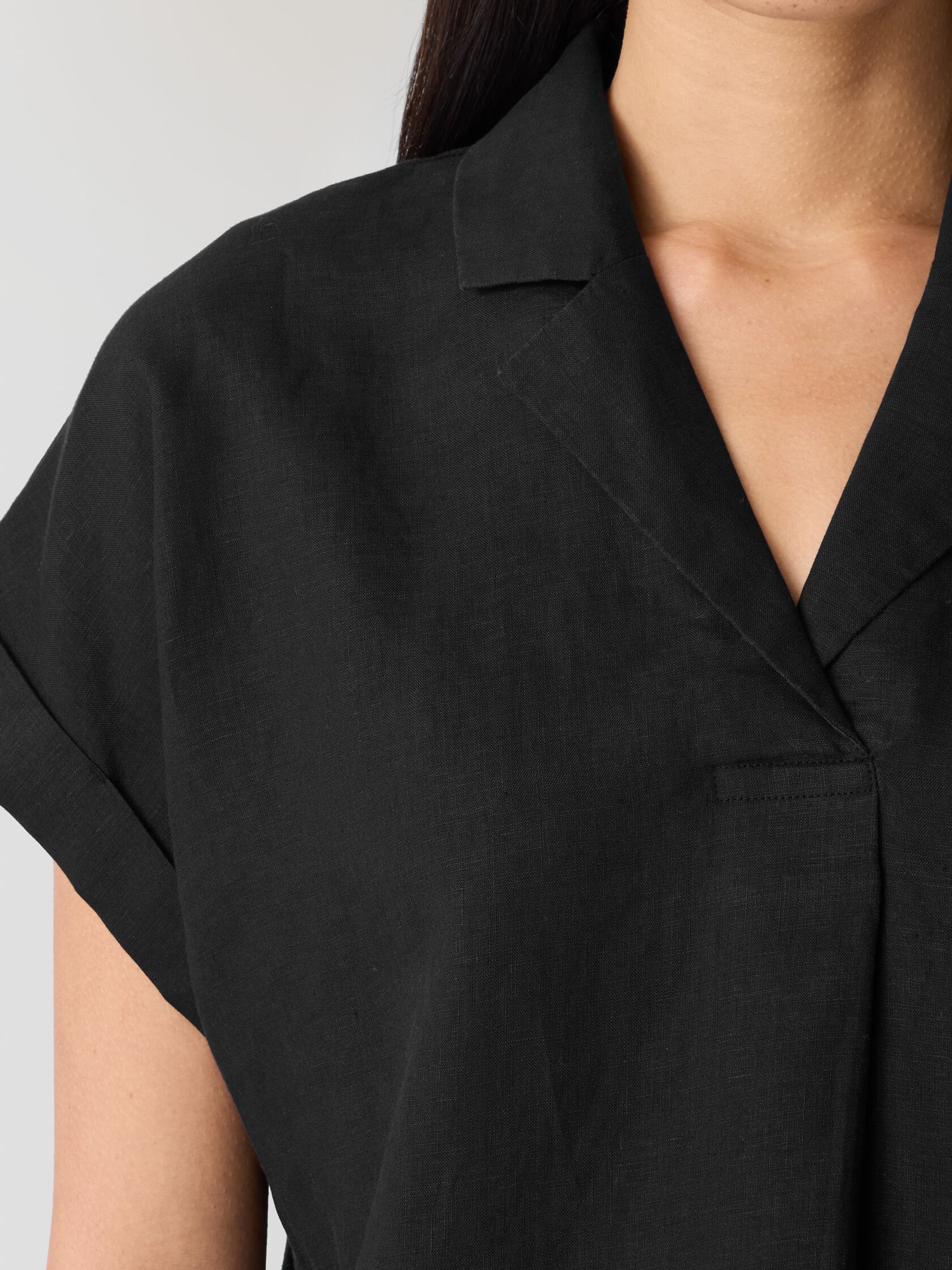 Organic Handkerchief Linen Notch Collar Top