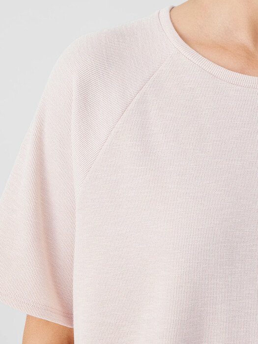 Organic Cotton Slubby Rib Knit Elbow-Sleeve Top