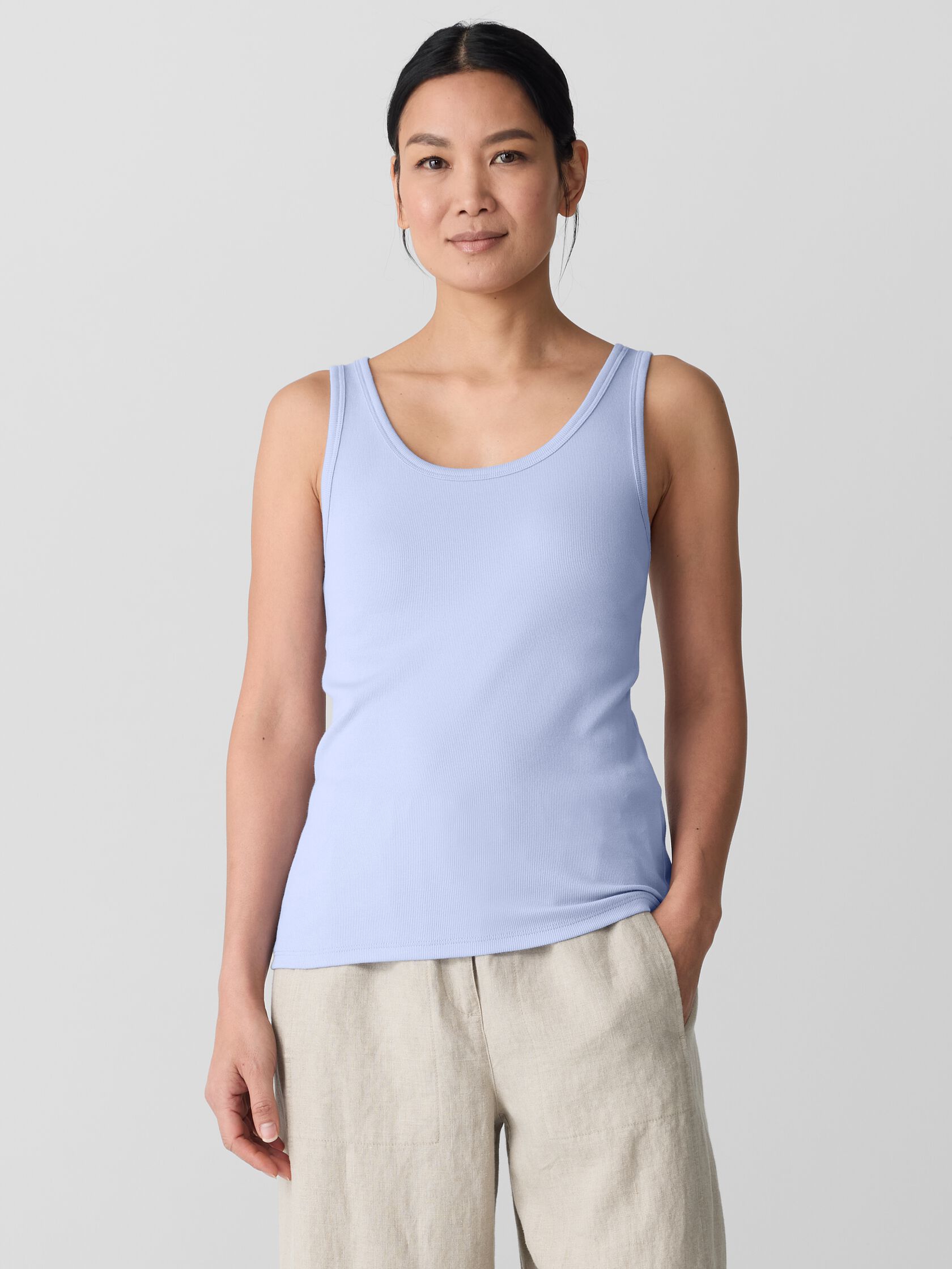 Organic Cotton Stretch Rib Scoop Neck Tank