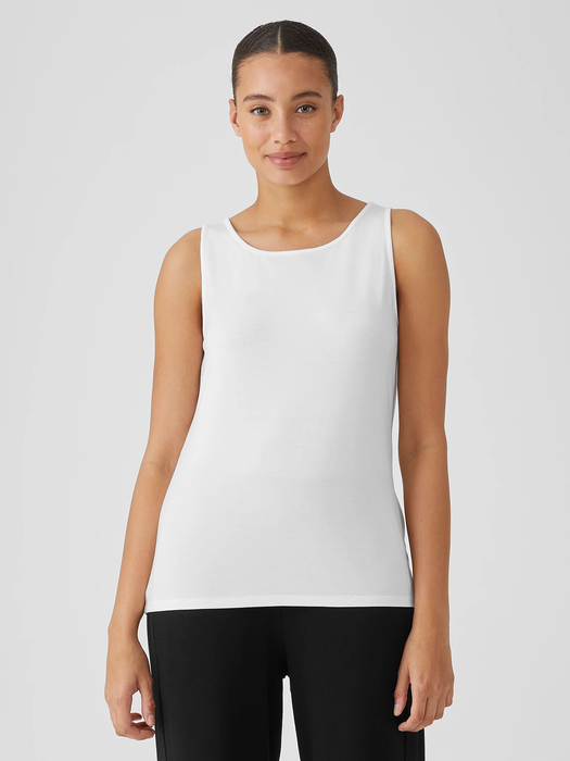 Stretch Jersey Knit Jewel Neck Tank