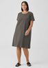 Washable Stretch Crepe Jewel Neck Dress