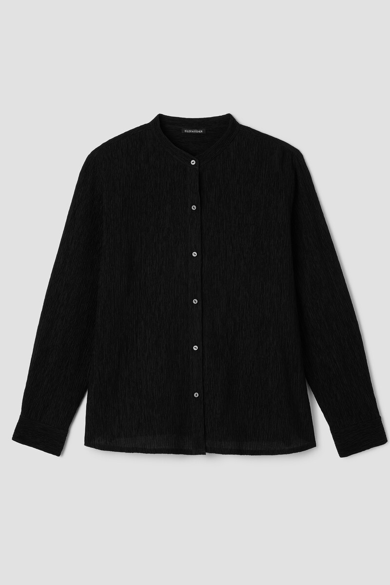 Woven Plissé Band Collar Shirt Woven Plissé Band Collar Shirt