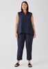 Puckered Organic Linen Sleeveless Shirt