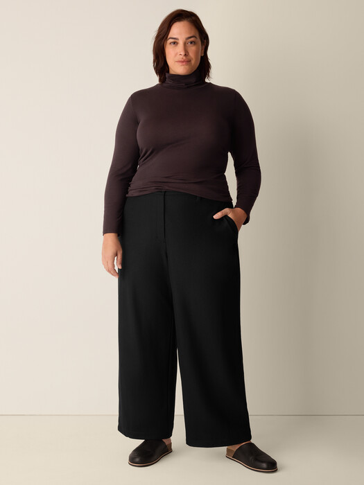 Felted Wool Jersey Wide-Leg Trouser