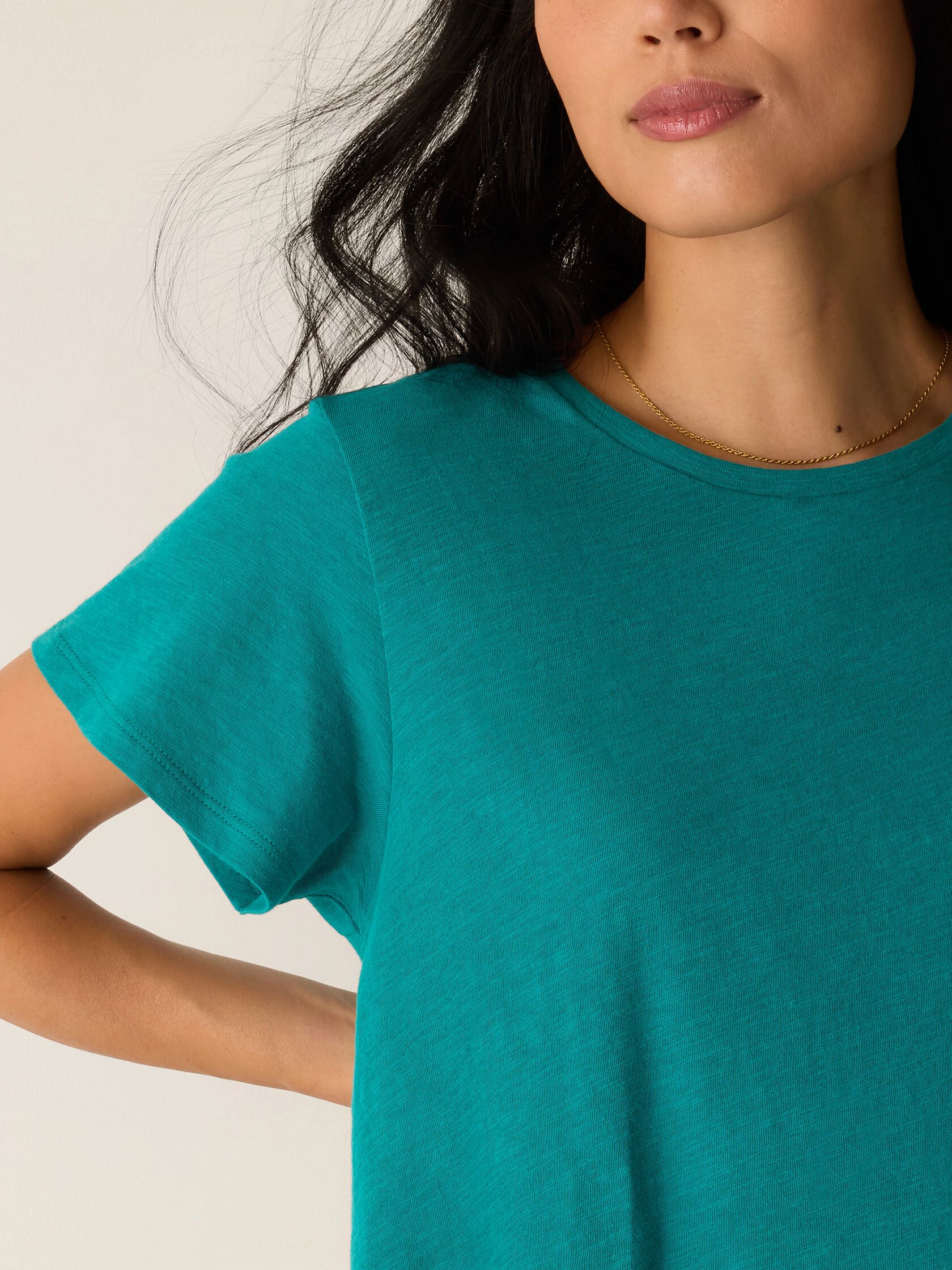 Organic Cotton Slubby Jersey Crew Neck Tee