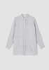 Crinkled Organic Linen Stripe Mandarin Collar Long Shirt