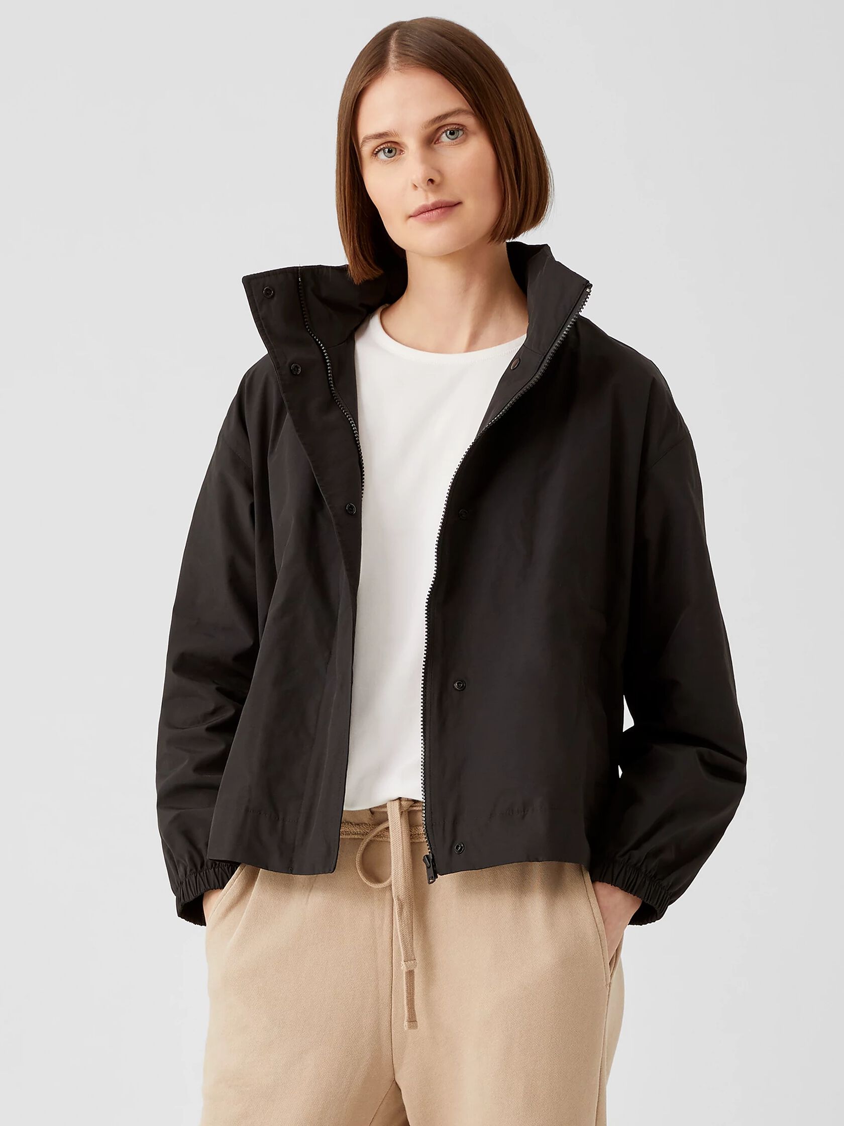 Light Cotton Nylon Stand Collar Coat