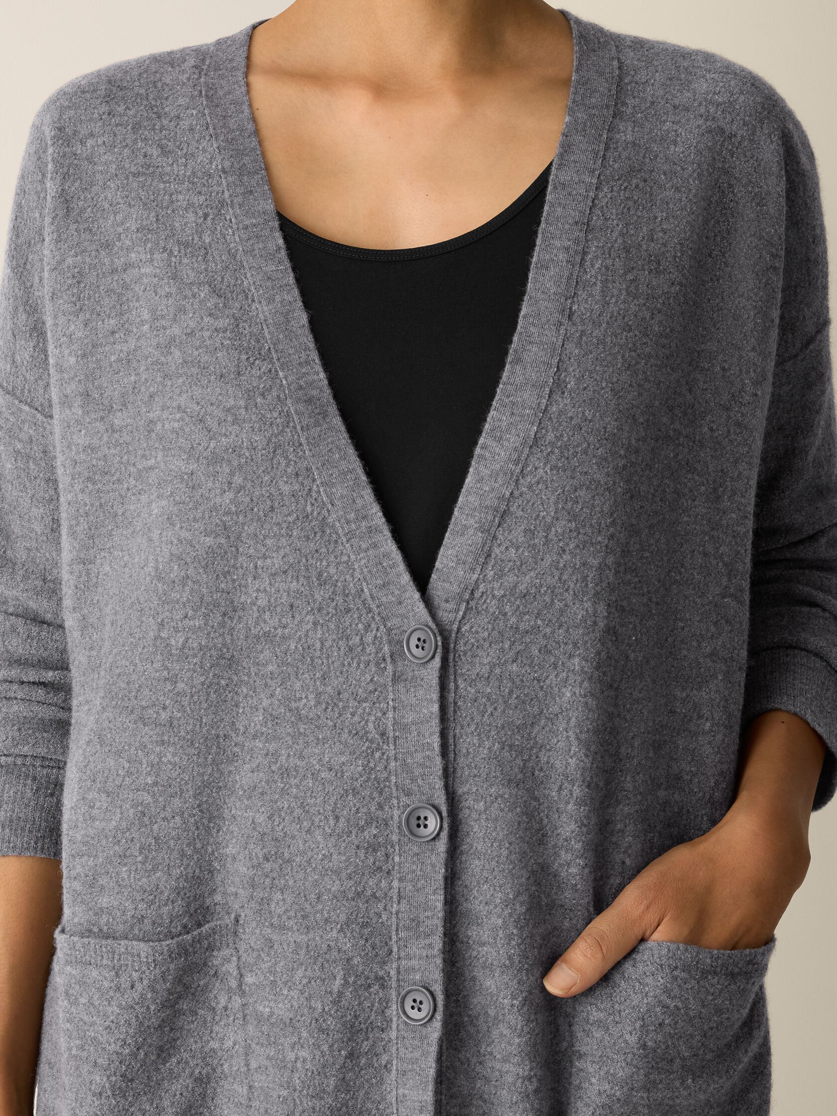 Fine Felted Wool Long Cardigan in Regenerative Wool