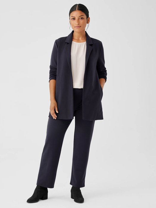 Washable Flex Ponte Notch Collar Long Blazer