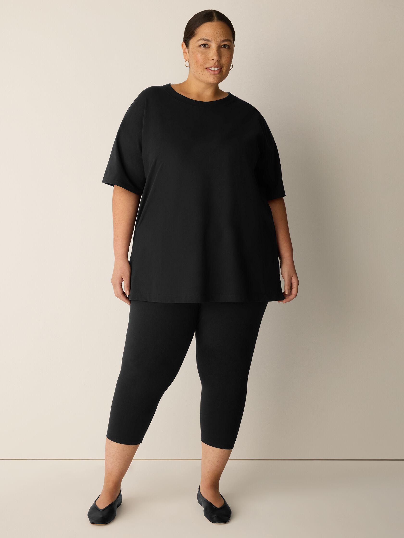 Pima Cotton Stretch Jersey Capri Leggings