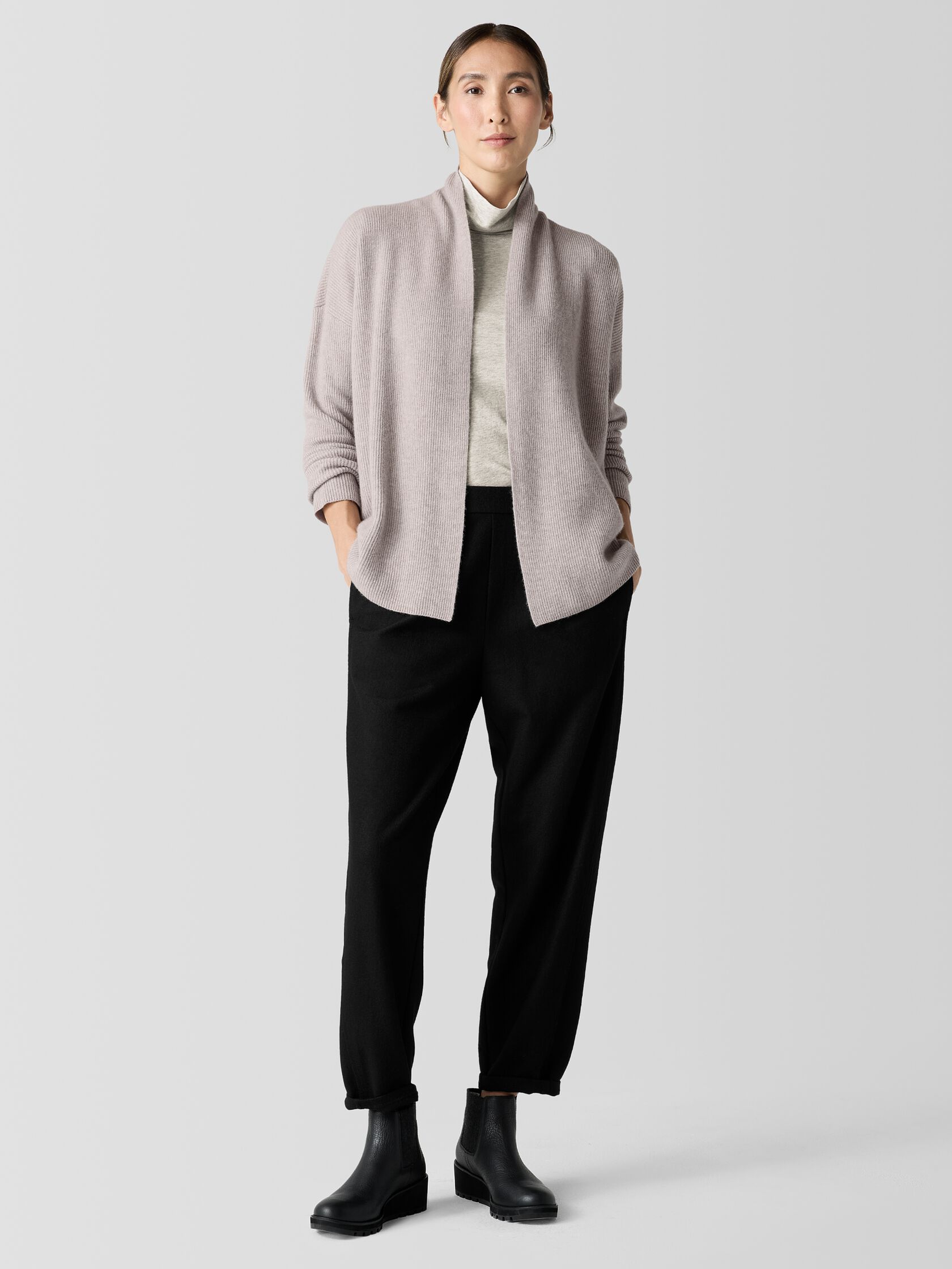 Italian Cashmere High Collar Cardigan