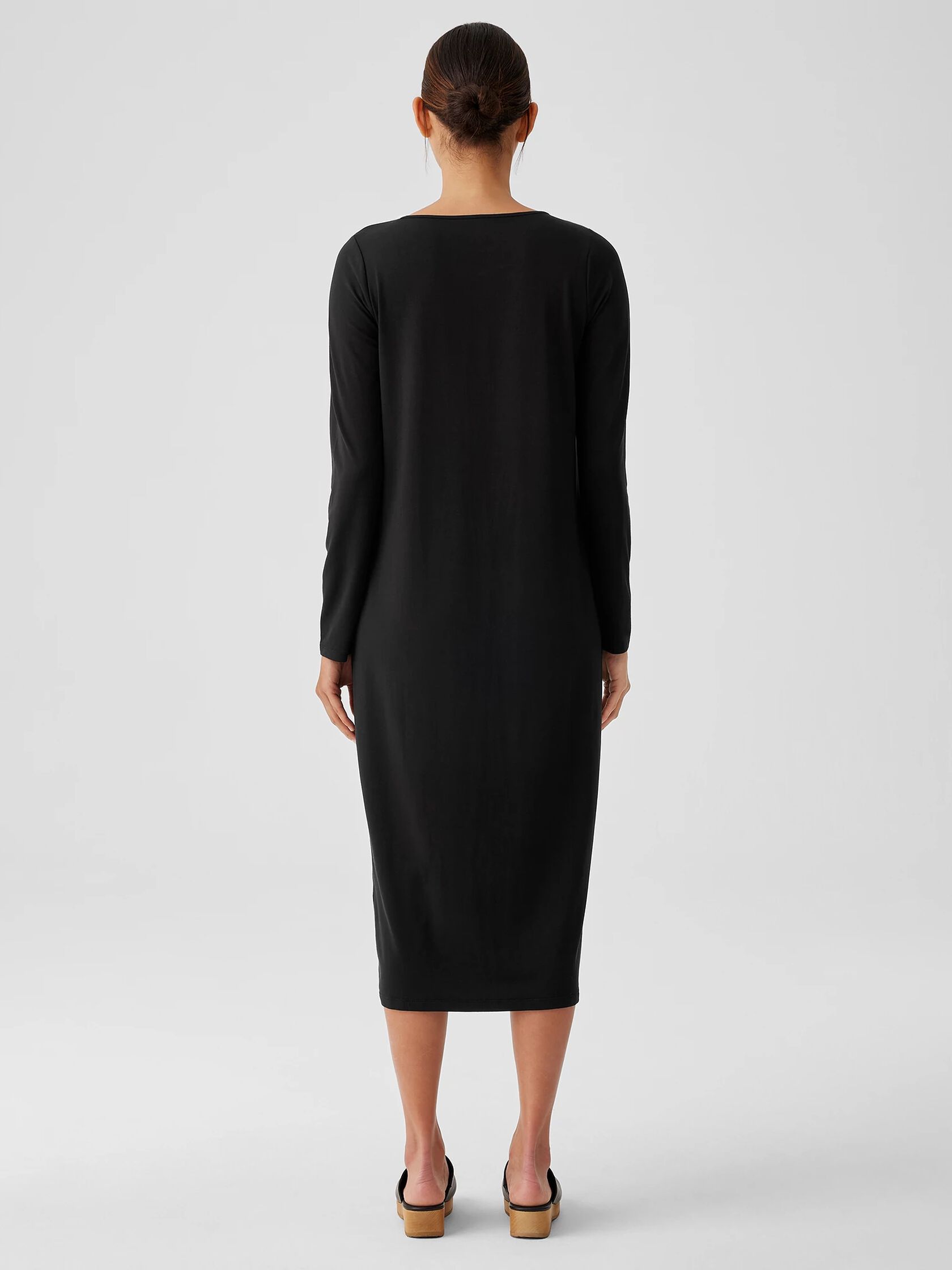 Stretch Jersey Knit Jewel Neck Dress