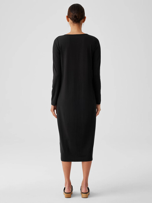 Stretch Jersey Knit Jewel Neck Dress