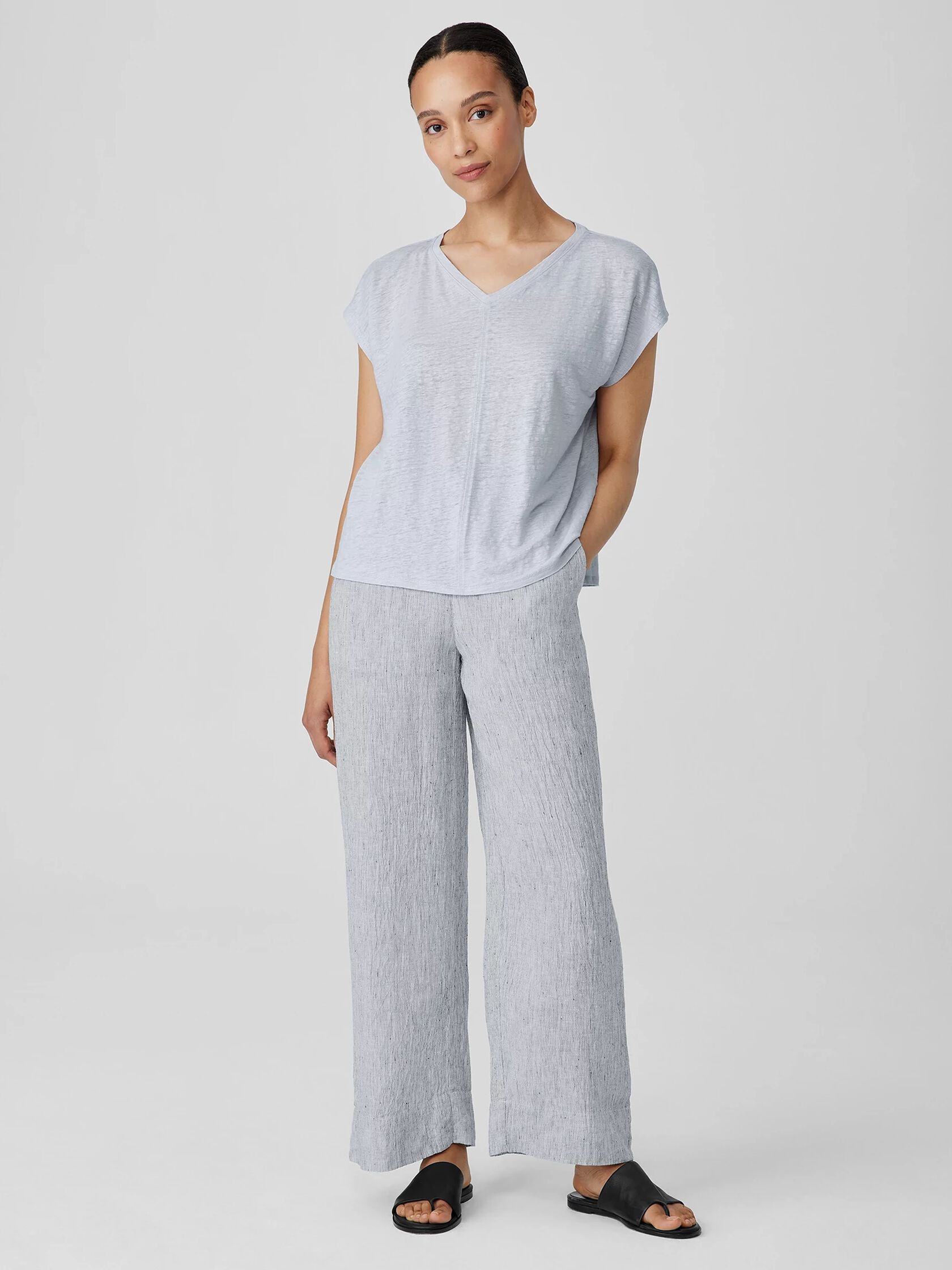 Organic Linen Jersey V-Neck Tee
