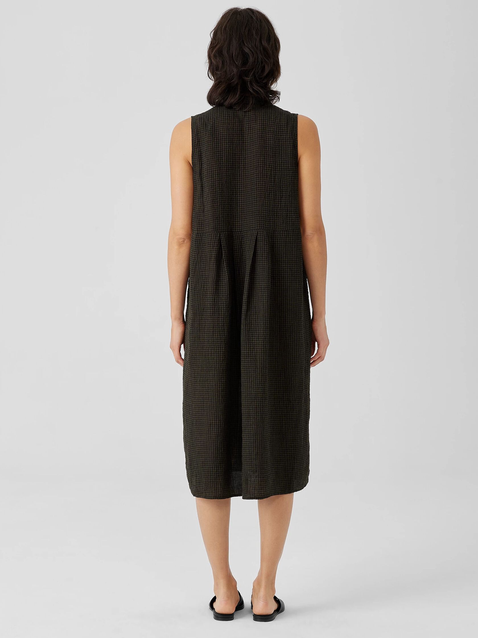 Puckered Organic Linen Pleated Dress | EILEEN FISHER