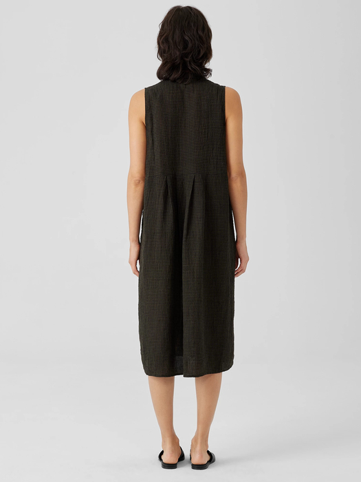 Puckered Organic Linen Pleated Dress