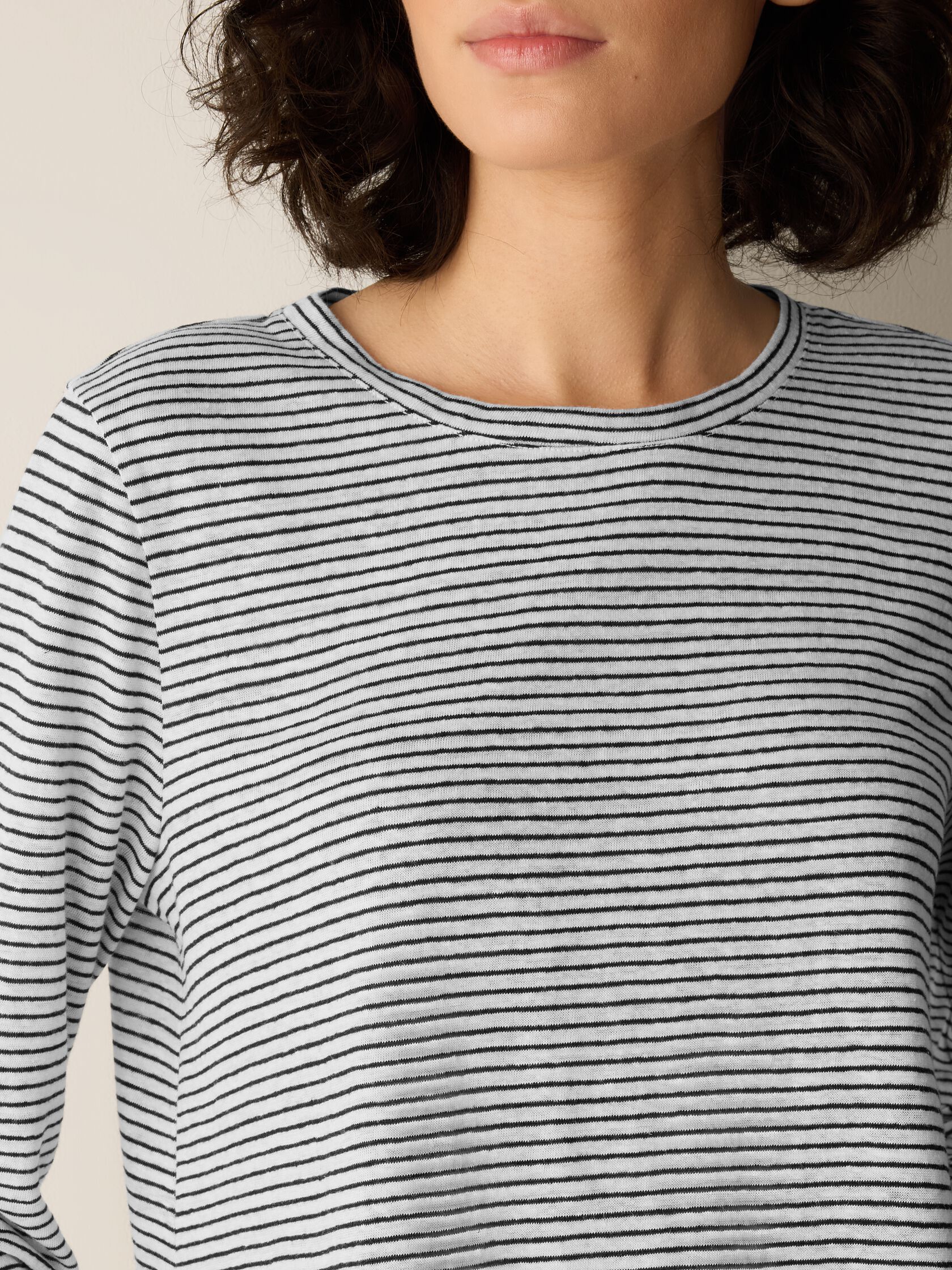 Striped Organic Linen Jersey Long-Sleeve Tee