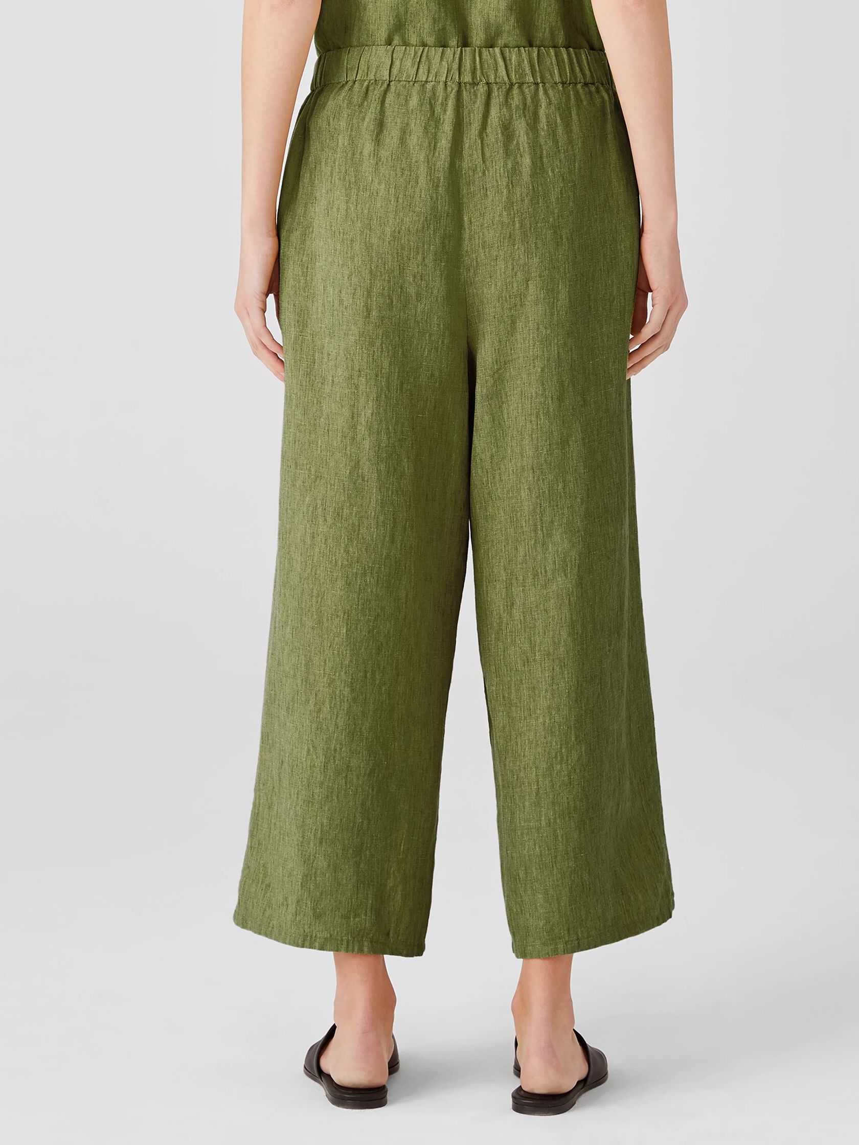 Washed Organic Linen Delave Wide-Leg Pant