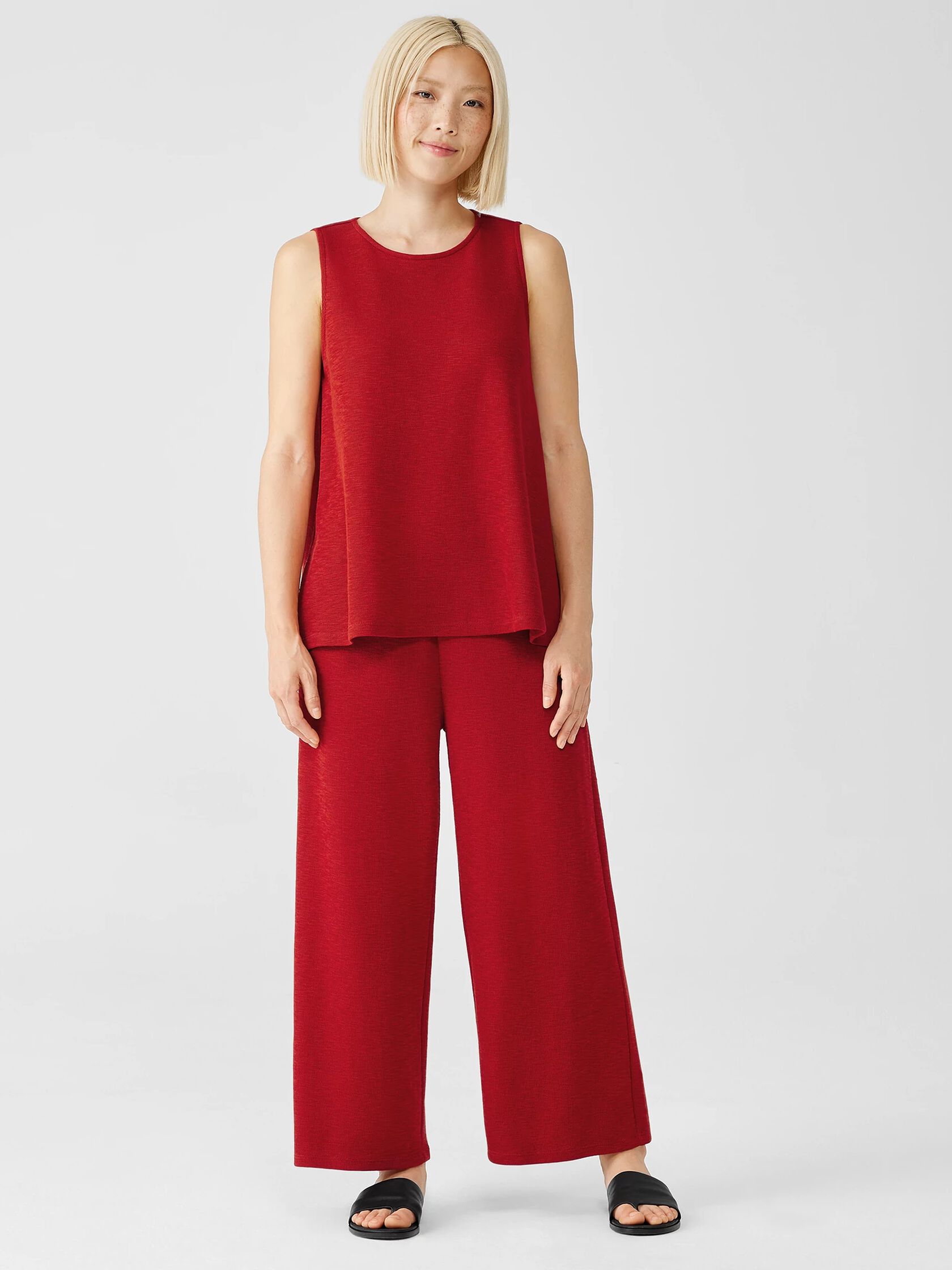 Organic Cotton Slubby Rib Knit Crew Neck Tank