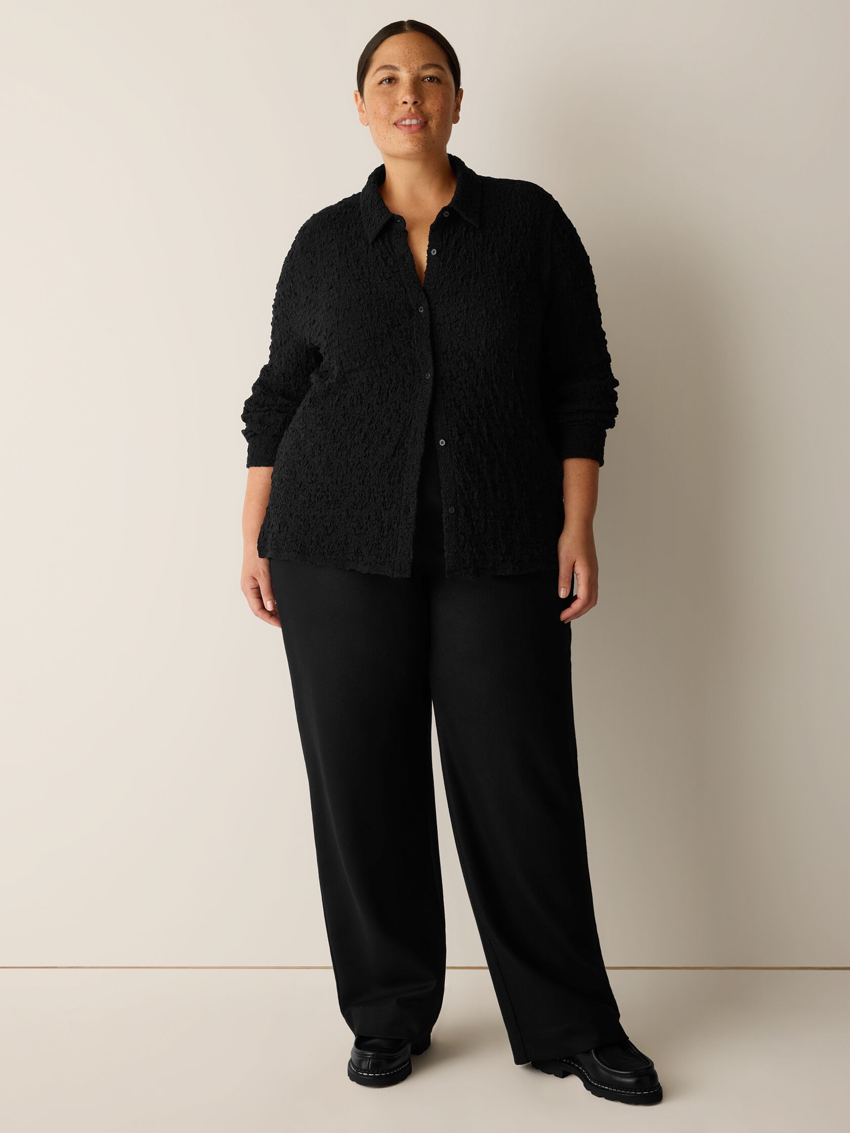 Felted Wool Jersey Full-Length Straight Trouser&nbsp;in Regenerative Wool