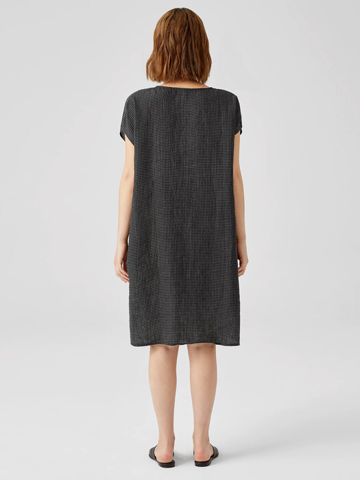 Puckered Organic Linen V-Neck Dress | EILEEN FISHER Puckered Organic Linen V-Neck Dress | EILEEN FISHER