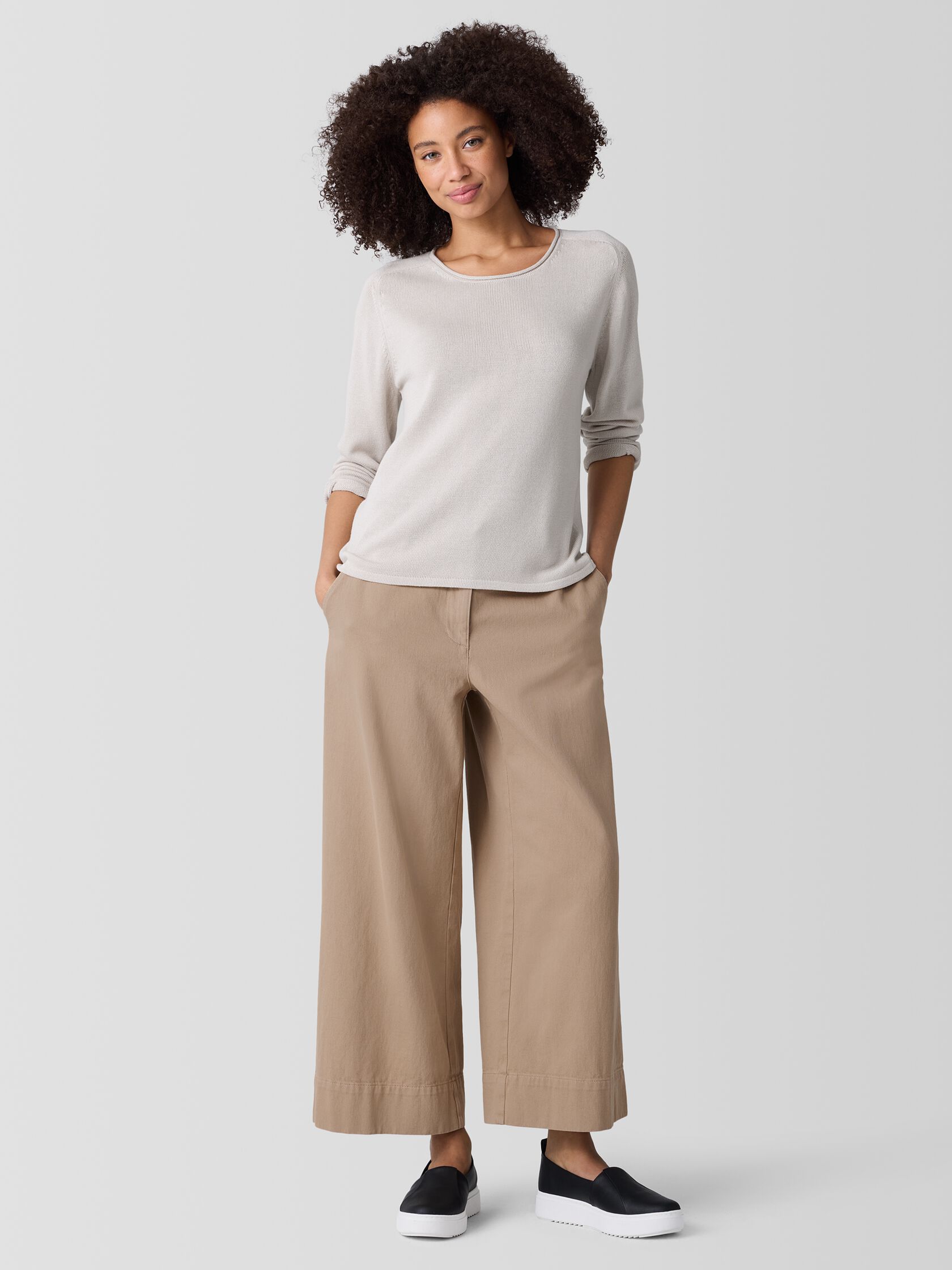 Peruvian Cotton Blend Crew Neck Top