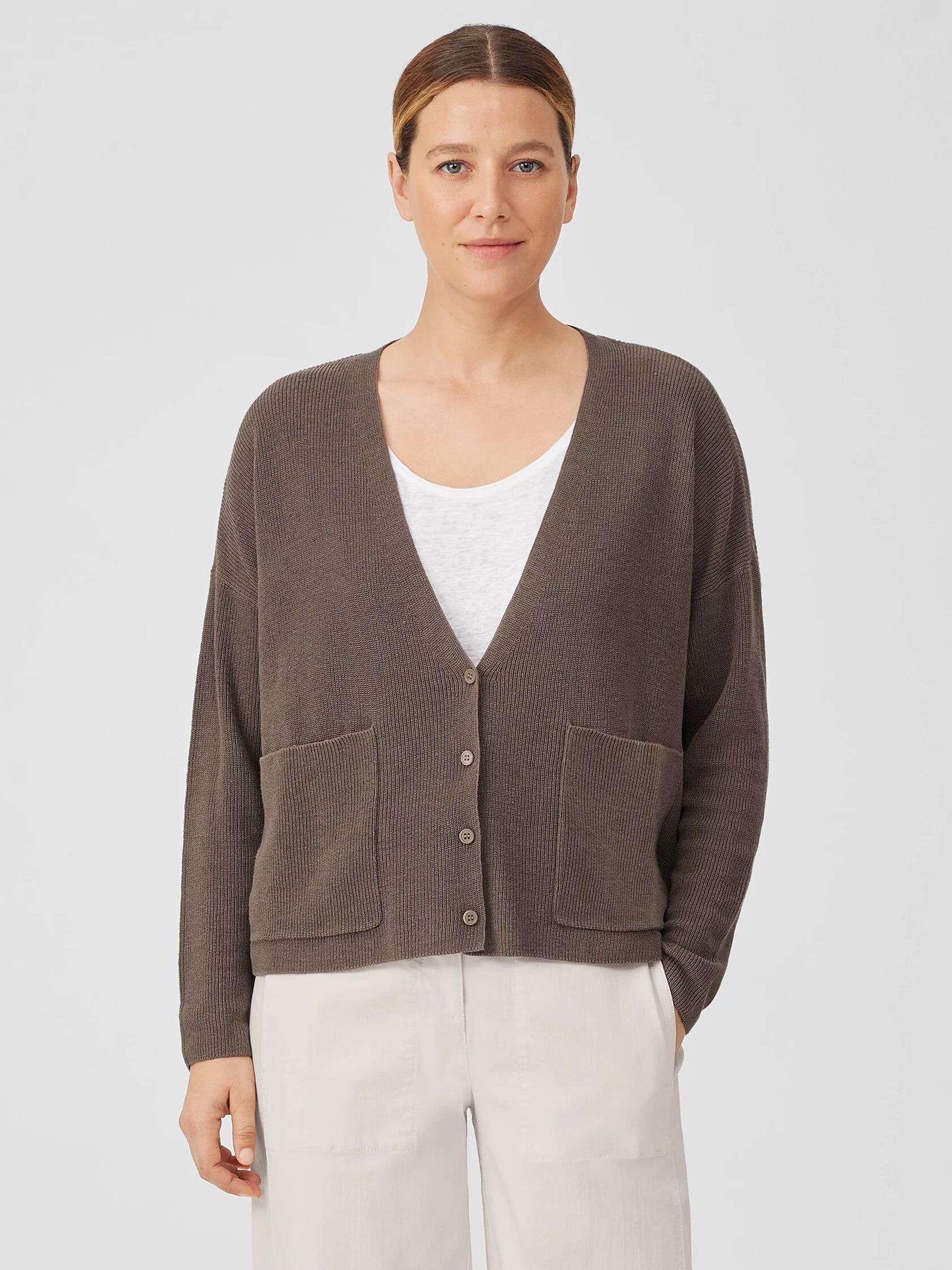 Organic Linen Cotton V-Neck Cardigan