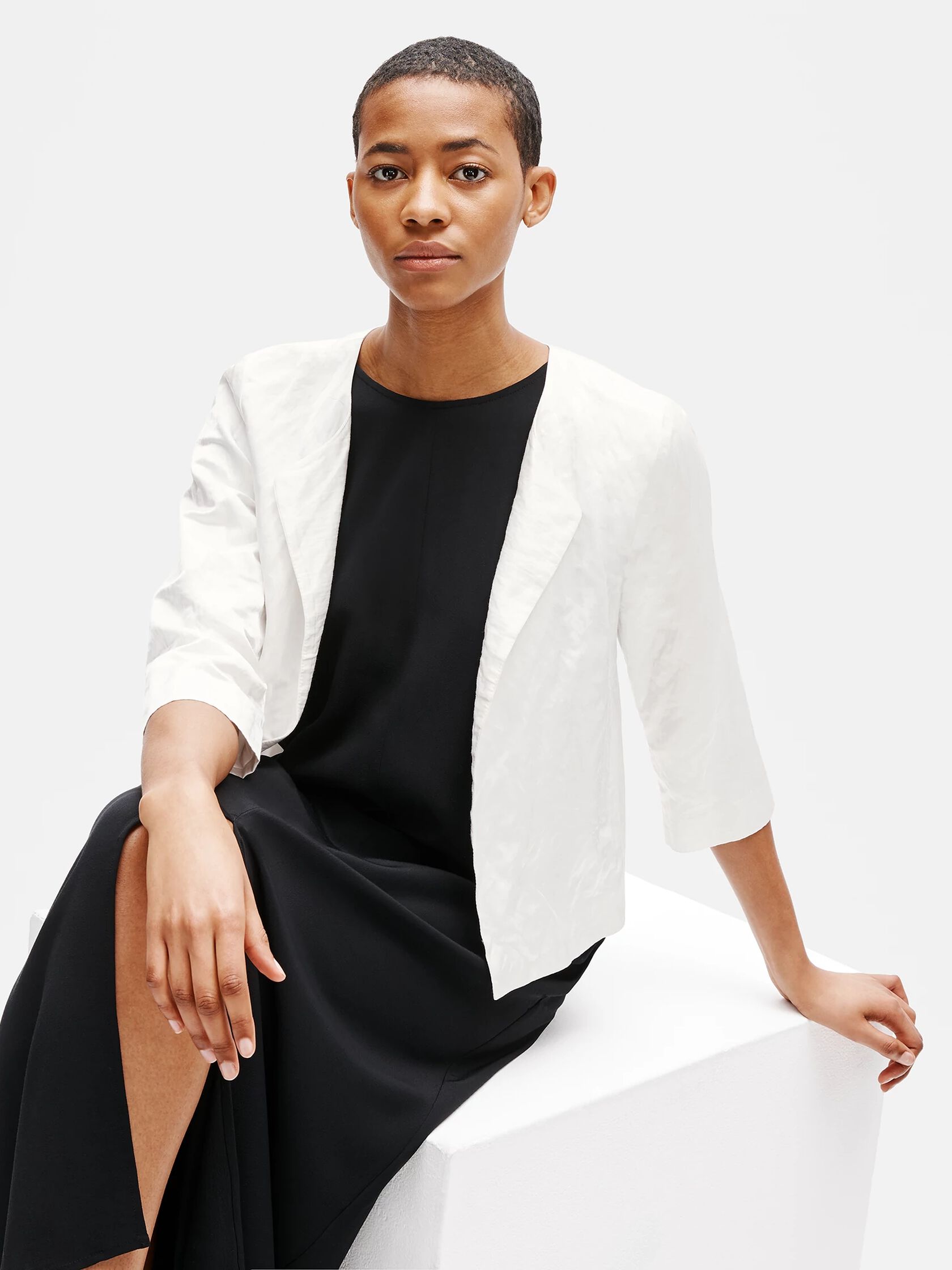 Cotton Satin Steel Short Jacket