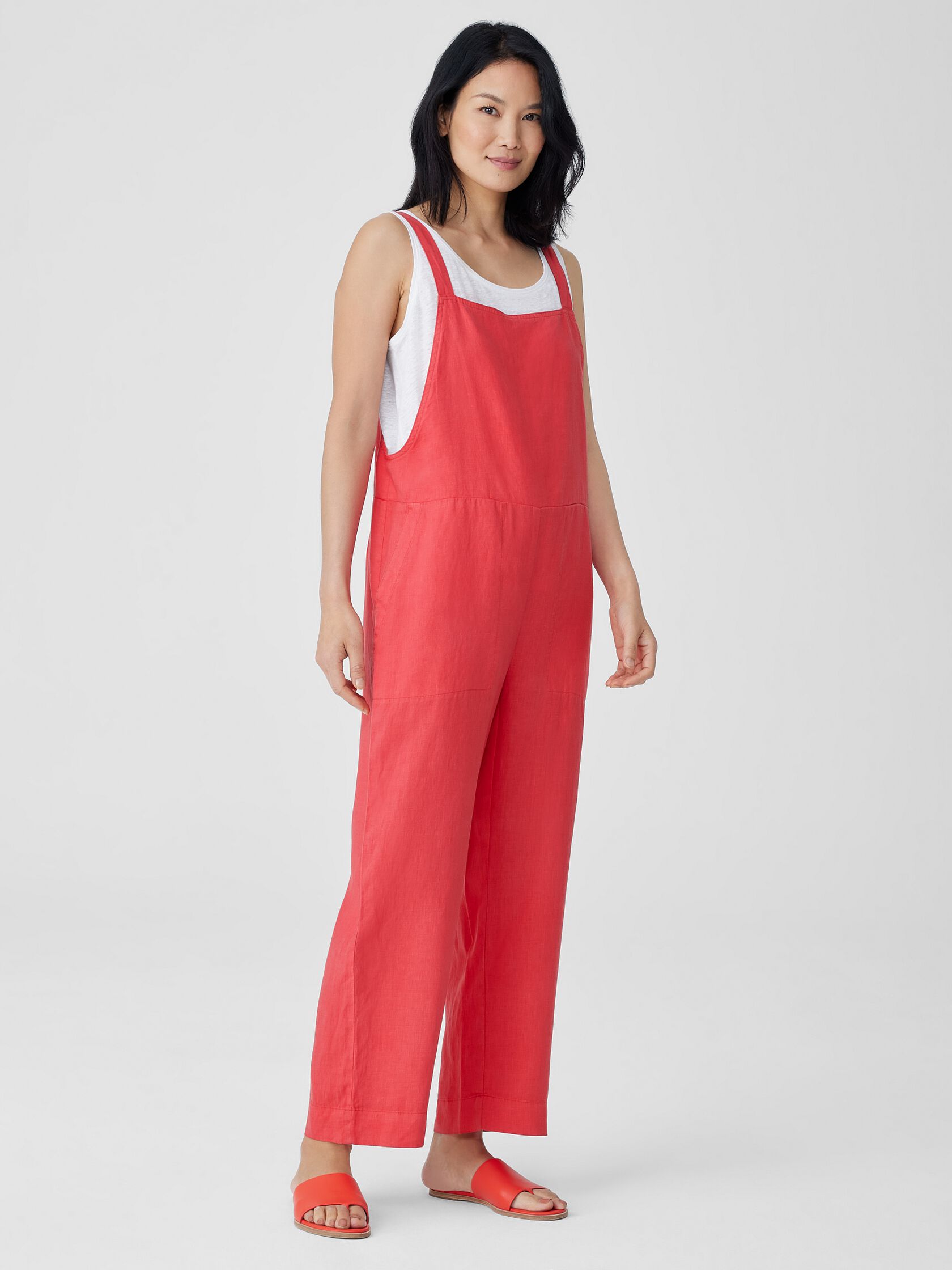 Garment-Dyed Organic Linen Overalls