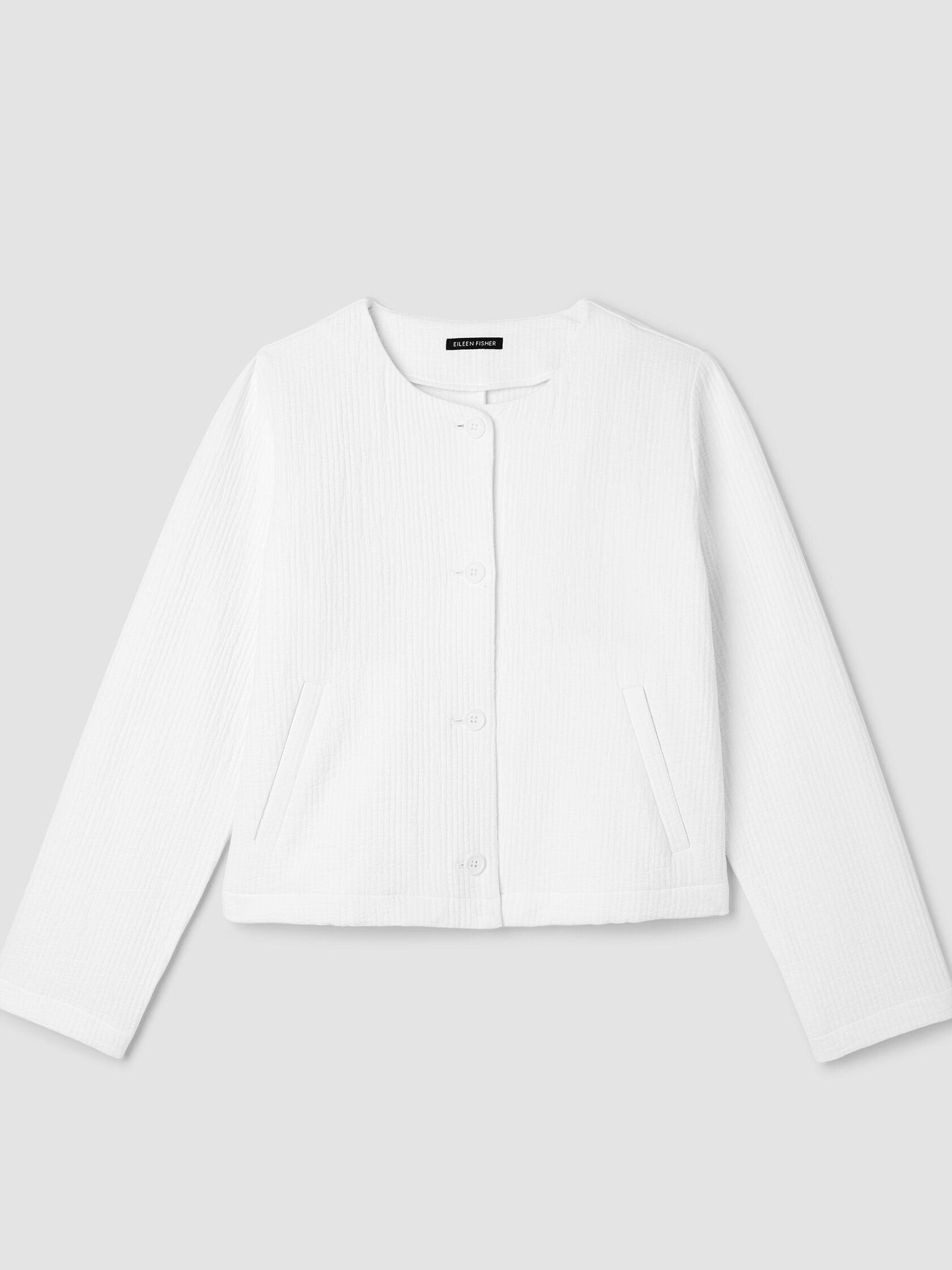 Organic Cotton Jacquard Round Neck Jacket