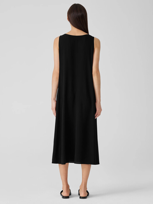 Silk Georgette Crepe Scoop Neck Dress