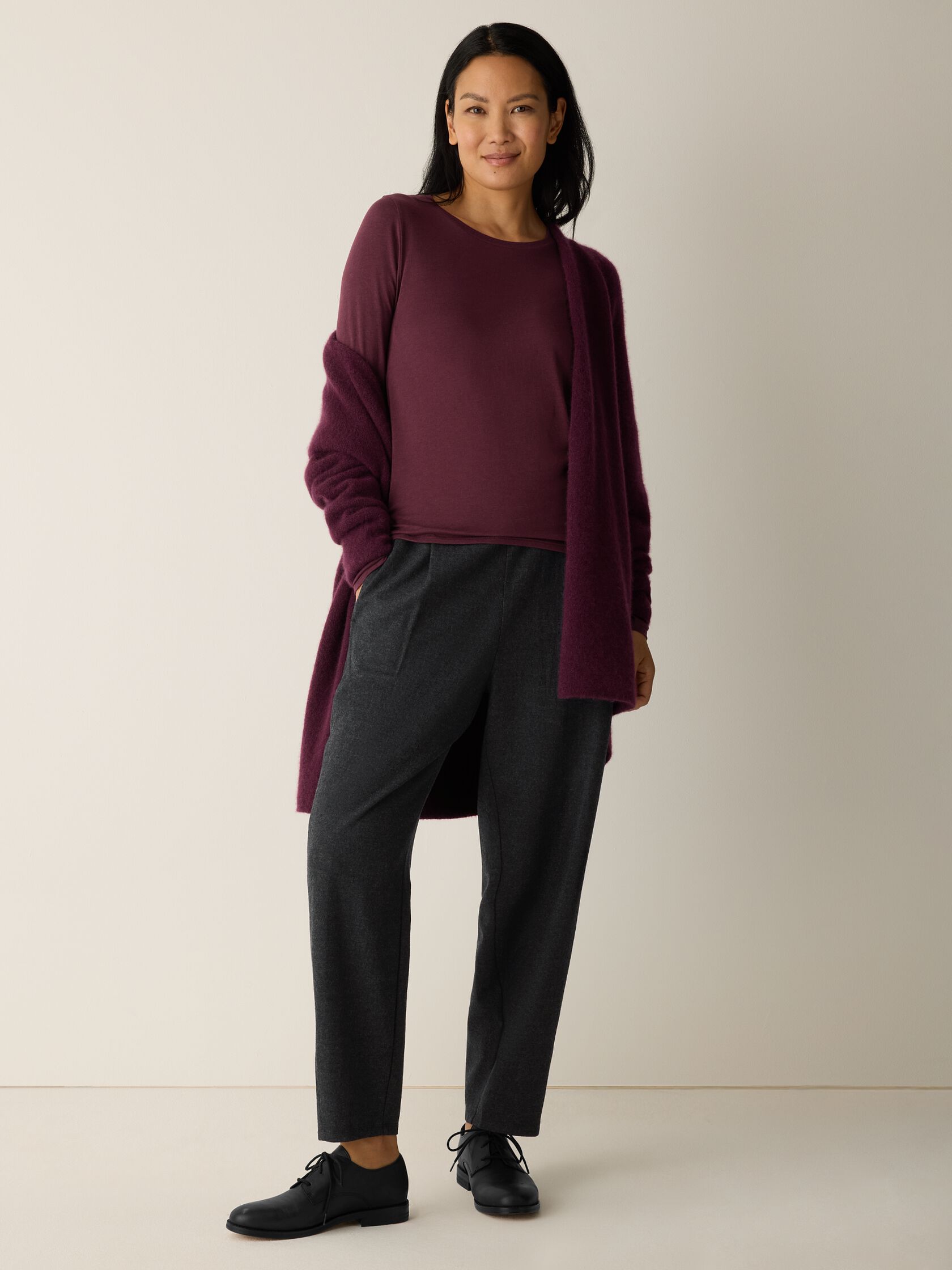 Sheer Cotton Blend Knit Round Neck Tee