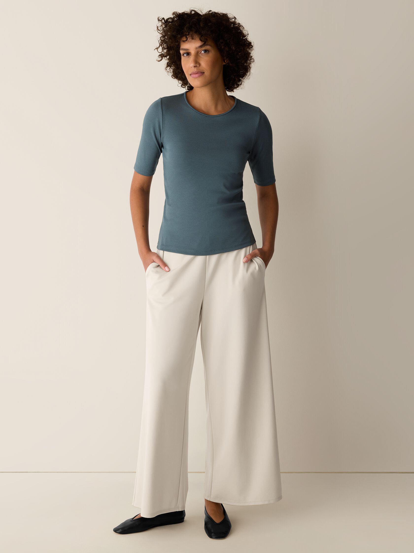 Organic Cotton Stretch Rib Crew Neck Tee