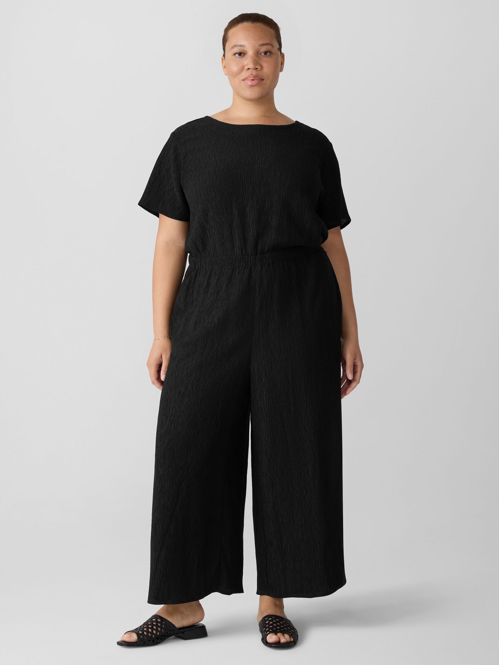 Woven Plissé Jumpsuit