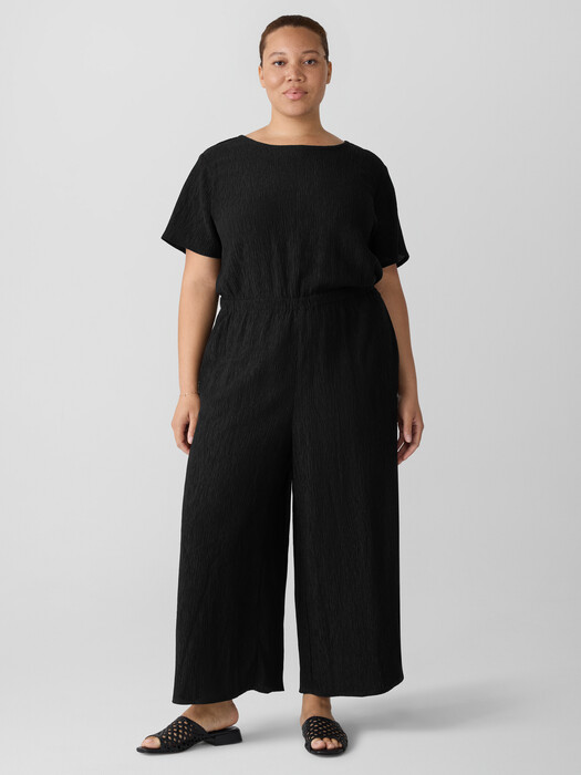 Woven Plissé Jumpsuit