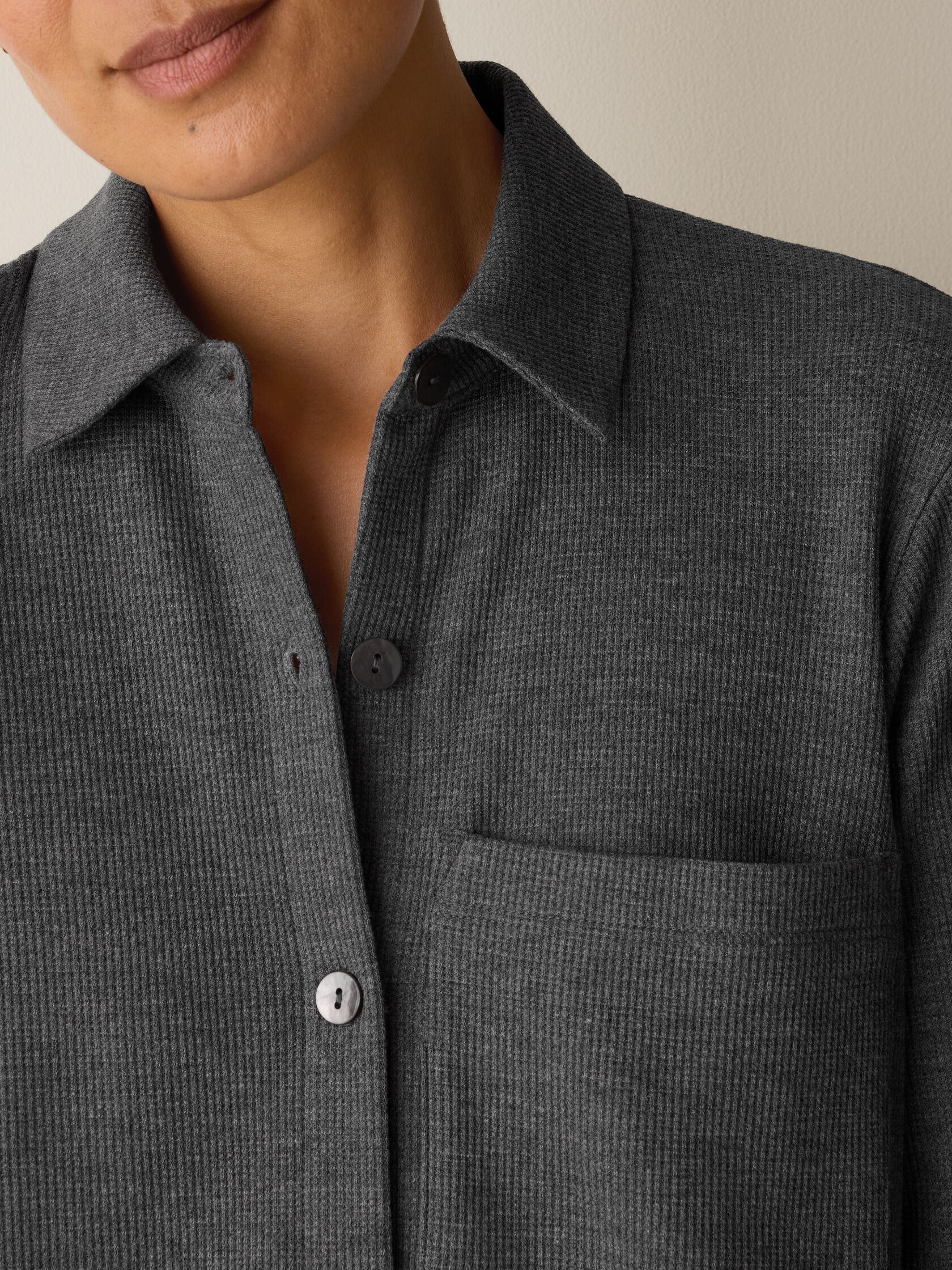 Cozy Waffle Knit Classic Collar Shirt