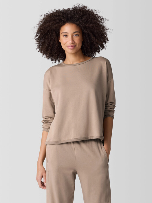 Cozy Brushed Terry Hug Round Neck Box-Top