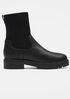 East Leather and Recycled Stretch Knit Sock Boot