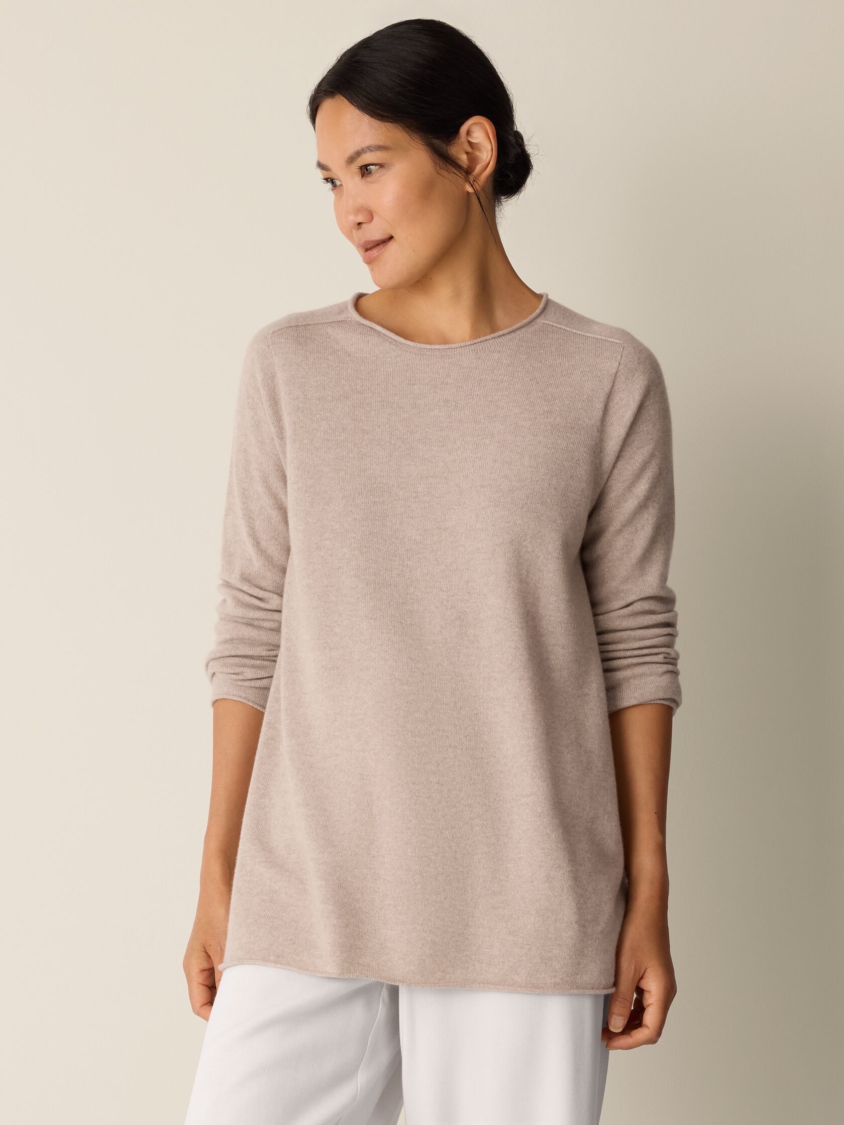 Italian Cashmere Crew Neck Long Top